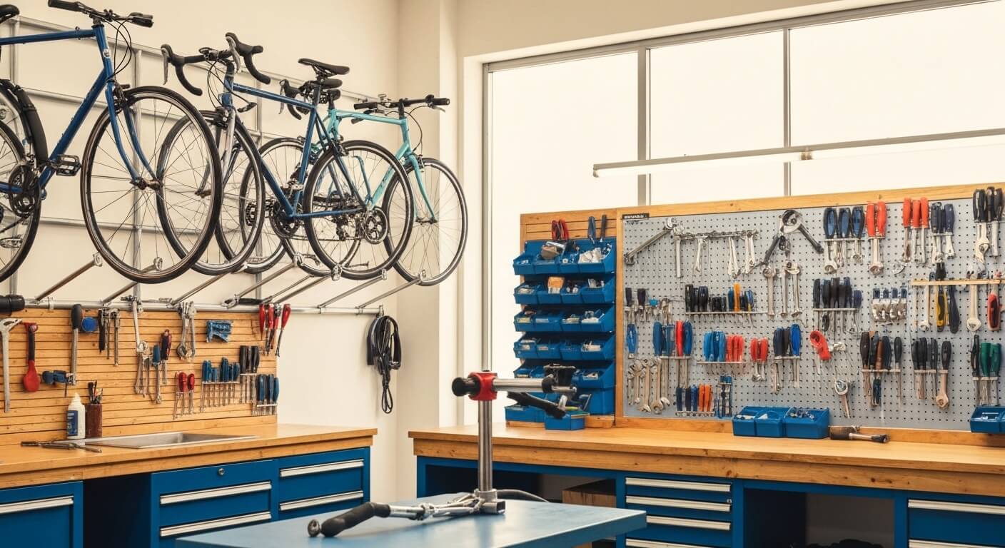 Monteur repareert een stadsfiets